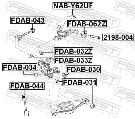 FEBEST Monteringsbolt, bærearm 2198004 for FORD