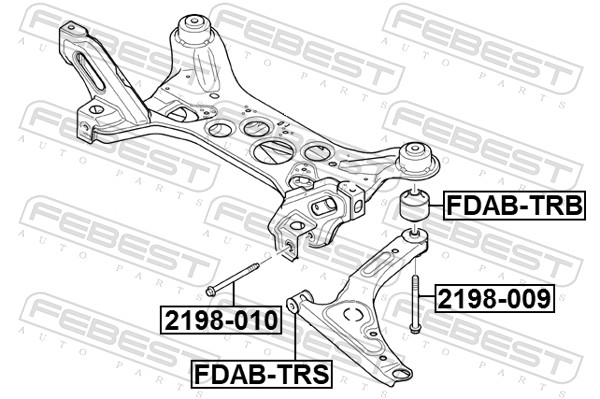 FEBEST Monteringsbolt, bærearm 2198009 foraksel for FORD