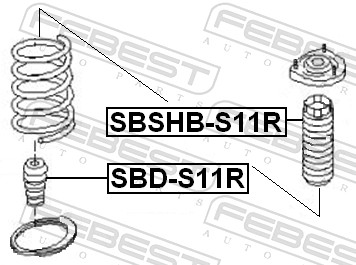 FEBEST Gummianslag, affjedring SBD-S11R bagaksel for SUBARU
