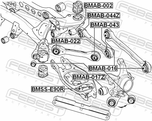 FEBEST Ophæng, bærearm bmab043 Bagaksel midt for BMW MERCEDES-BENZ NISSAN