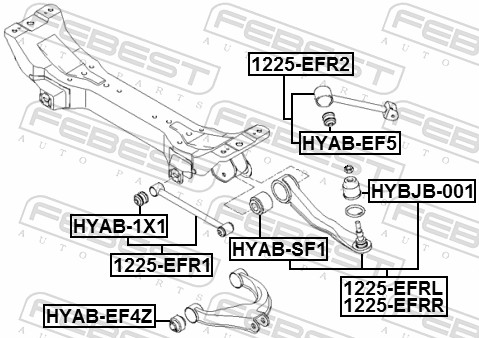 FEBEST Bærearm, hjulophæng 1225-EFR1 bagaksel for HYUNDAI