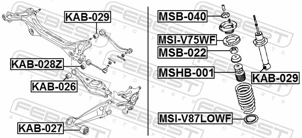 FEBEST Ophæng, bærearm kab029 på indersiden for MITSUBISHI HYUNDAI