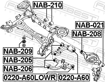 FEBEST Ophæng, bærearm nab206 Bagaksel nede for NISSAN