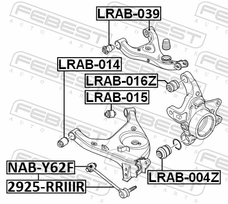 FEBEST Ophæng, bærearm lrab015 Bagaksel nede for LAND ROVER