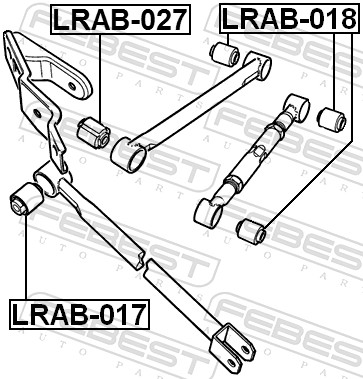 FEBEST Ophæng, bærearm lrab017 Bagaksel nede for LAND ROVER
