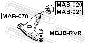 FEBEST Ophæng, bærearm mab070 foraksel nede for MITSUBISHI