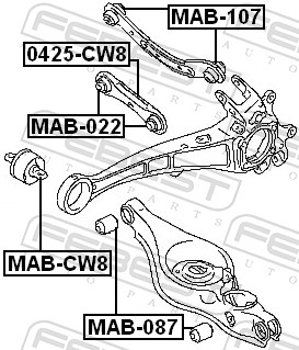 FEBEST Ophæng, bærearm mab022 foran akslen for CITROËN/PEUGEOT CHRYSLER MITSUBISHI CHERY