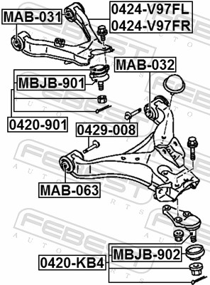 FEBEST Styrtkorrektionsskrue 0429008 for MITSUBISHI