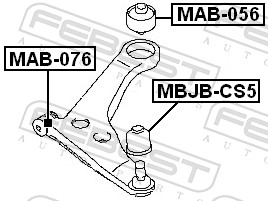 FEBEST Ophæng, bærearm mab076 foraksel nede for MITSUBISHI