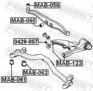 FEBEST Ophæng, bærearm mab059 bagaksel for MITSUBISHI