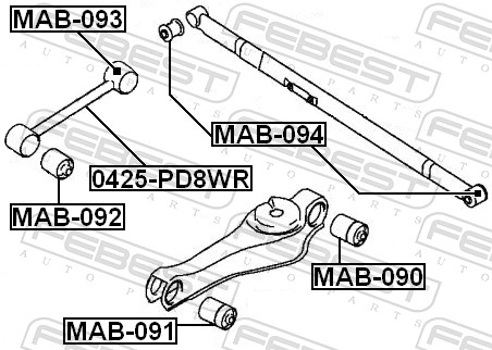 FEBEST Ophæng, bærearm mab091 foran for MITSUBISHI HYUNDAI