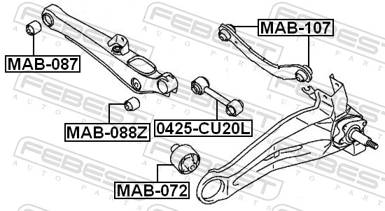 FEBEST Ophæng, bærearm mab107 på indersiden for CHRYSLER MITSUBISHI ALFAROME/FIAT/LANCI CITROËN/PEUGEOT