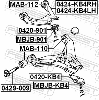 FEBEST Ophæng, bærearm mab110 foraksel nede for MITSUBISHI