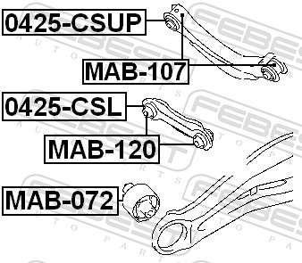 FEBEST Ophæng, bærearm mab120 Bagaksel nede for MITSUBISHI