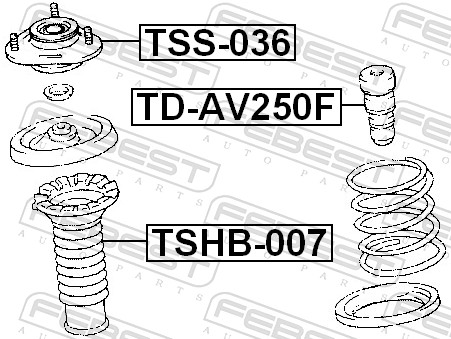 FEBEST Fjederbensstøtteleje tss036 foraksel for TOYOTA