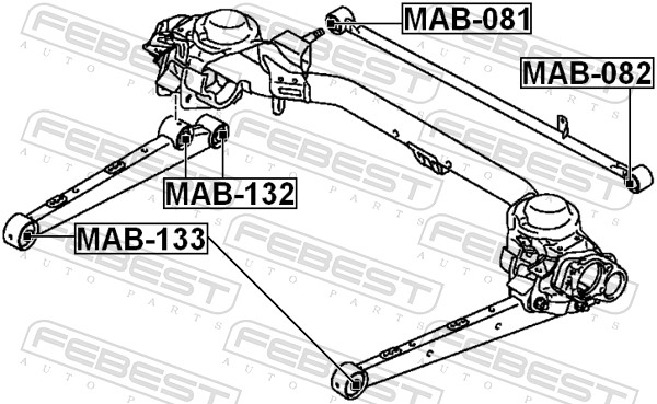 FEBEST Ophæng, bærearm mab132 på indersiden for CITROËN/PEUGEOT ALFAROME/FIAT/LANCI MITSUBISHI