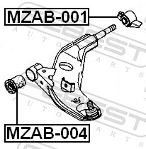 FEBEST Ophæng, bærearm mzab004 foraksel nede for MAZDA HYUNDAI
