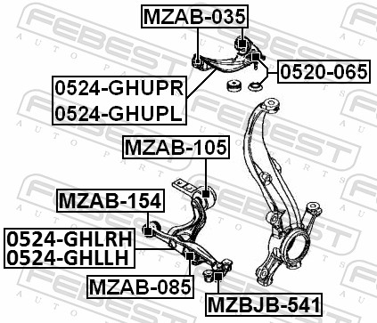 FEBEST Ophæng, bærearm mzab154 foraksel for MAZDA