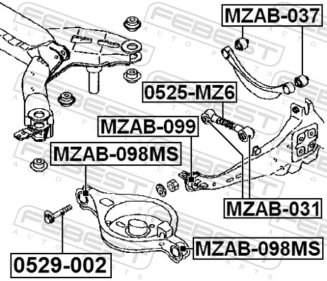 FEBEST Styrtkorrektionsskrue 0529002 for MAZDA