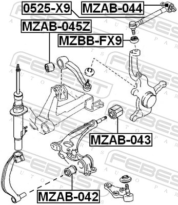 FEBEST Ophæng, bærearm mzab044 foraksel oppe for MAZDA