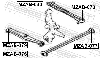 FEBEST Ophæng, bærearm mzab077 Bagaksel nede for MAZDA