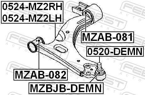 FEBEST Ophæng, bærearm mzab081 foraksel nede for FORD MAZDA