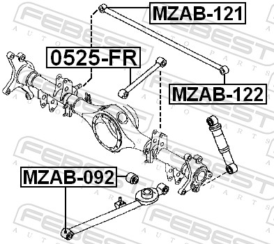 FEBEST Bærearm, hjulophæng 0525-FR Bagaksel nede for MAZDA