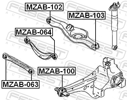 FEBEST Ophæng, bærearm mzab102 på indersiden for FORD MAZDA