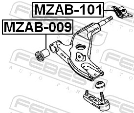 FEBEST Ophæng, bærearm mzab101 foraksel nede for MAZDA