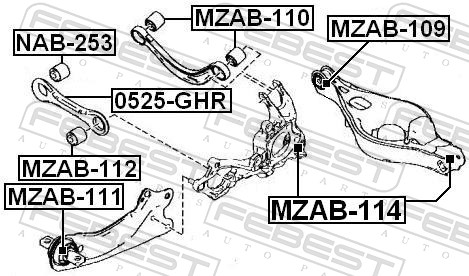 FEBEST Ophæng, bærearm mzab109 på indersiden for MAZDA