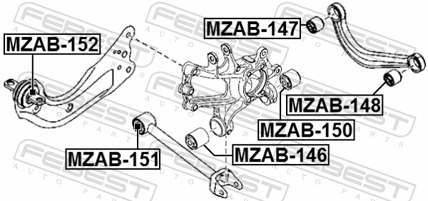 FEBEST Ophæng, bærearm mzab150 Bagaksel nede for HONDA MAZDA