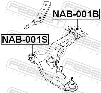 FEBEST Ophæng, bærearm nab001b foraksel nede for NISSAN