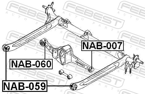 FEBEST Ophæng, bærearm nab060 bagaksel for NISSAN