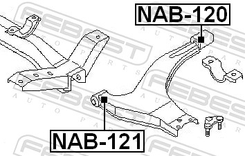 FEBEST Ophæng, bærearm nab120 foraksel nede for NISSAN