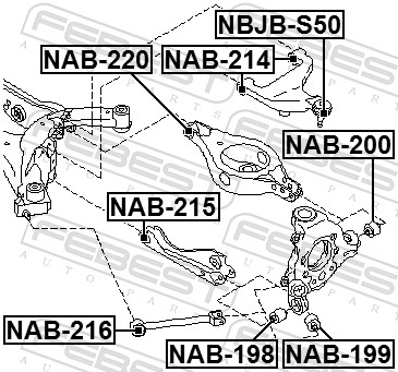 FEBEST Ophæng, bærearm nab215 på indersiden for NISSAN