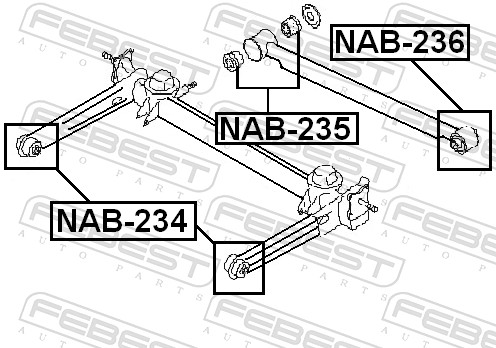 FEBEST Ophæng, bærearm nab235 på indersiden for ISUZU NISSAN