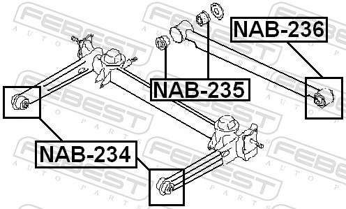 FEBEST Ophæng, bærearm nab236 bagved akslen for NISSAN