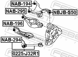 FEBEST Ophæng, bærearm nab295 på indersiden for NISSAN