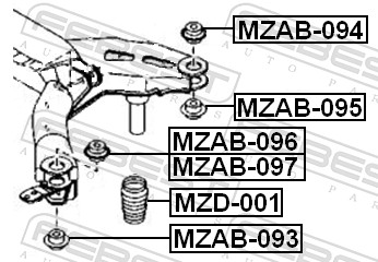 FEBEST Gummianslag, affjedring MZD-001 bagaksel for MAZDA
