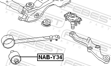 FEBEST Ophæng, bærearm naby34 foraksel nede for NISSAN