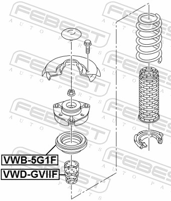 FEBEST Rulleleje, fjederben-støtteleje VWB-5G1F foraksel for VAG