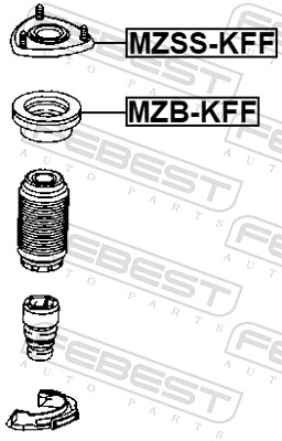 FEBEST Rulleleje, fjederben-støtteleje MZB-KFF foraksel for MAZDA