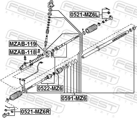FEBEST Sporstangkugle 0521mz6r højre foraksel for FORD MAZDA