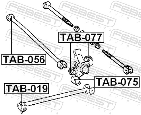 FEBEST Ophæng, bærearm tab056 bagaksel for GENERAL MOTORS CHRYSLER TOYOTA