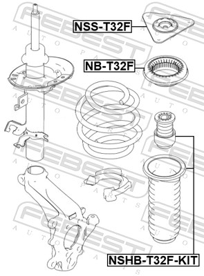 FEBEST Fjederbensstøtteleje NSS-T32F foraksel for MITSUBISHI NISSAN RENAULT