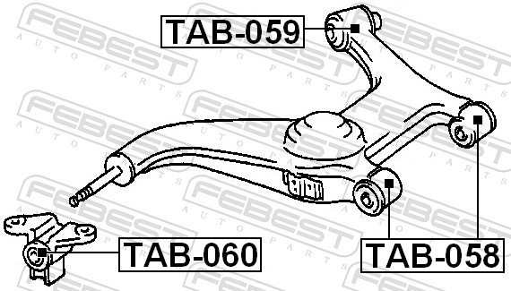 FEBEST Ophæng, bærearm tab059 på indersiden for TOYOTA