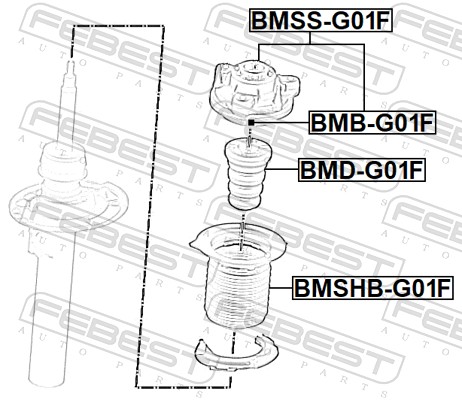 FEBEST Rulleleje, fjederben-støtteleje BMB-G01F foraksel for BMW