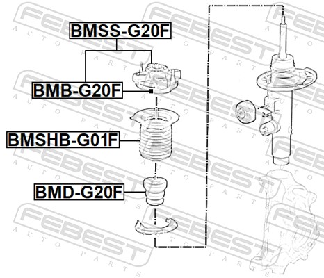 FEBEST Gummianslag, affjedring bmdg20f foraksel for BMW