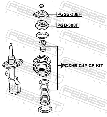 FEBEST Manchetsæt, støddæmper PGSHB-C4PICF-KIT højre foraksel for CITROËN/PEUGEOT