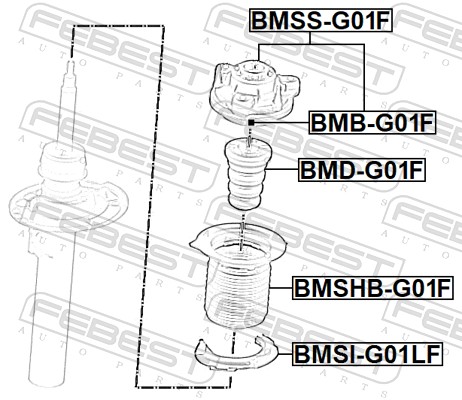 FEBEST Fjederbensstøtteleje BMSS-G01F foraksel for BMW